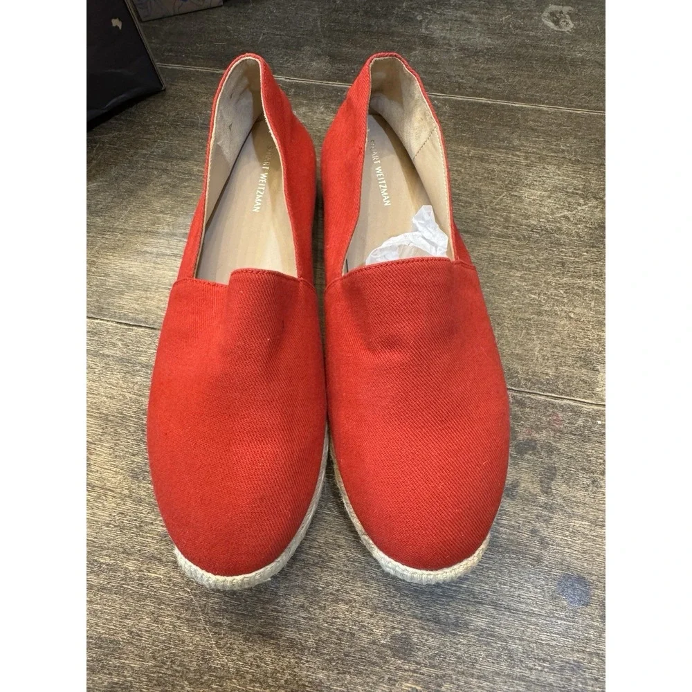 NWOT!! Stuart Weitzman‎ Dree Flat Espadrille Red Size US 9.5 EUR 40 Nautical